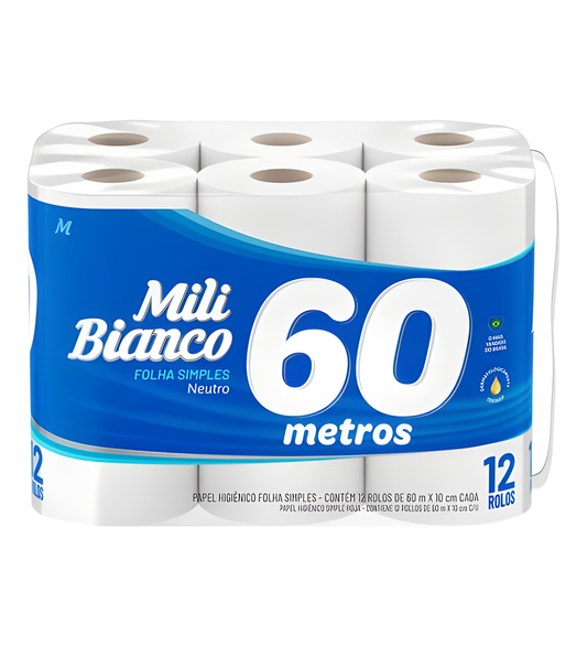 12 Rollos Papel Higiénico Mili 60m